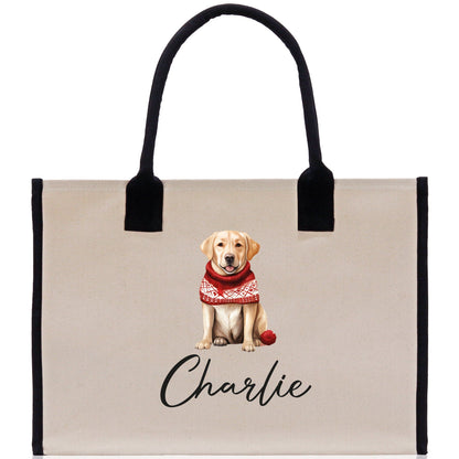 Golden Retriever Custom Dog Name Cotton Canvas Tote Bag Custom Pet Lover Gift Pet Portrait Bag Personalized Pet Owner Gift Tote Bag