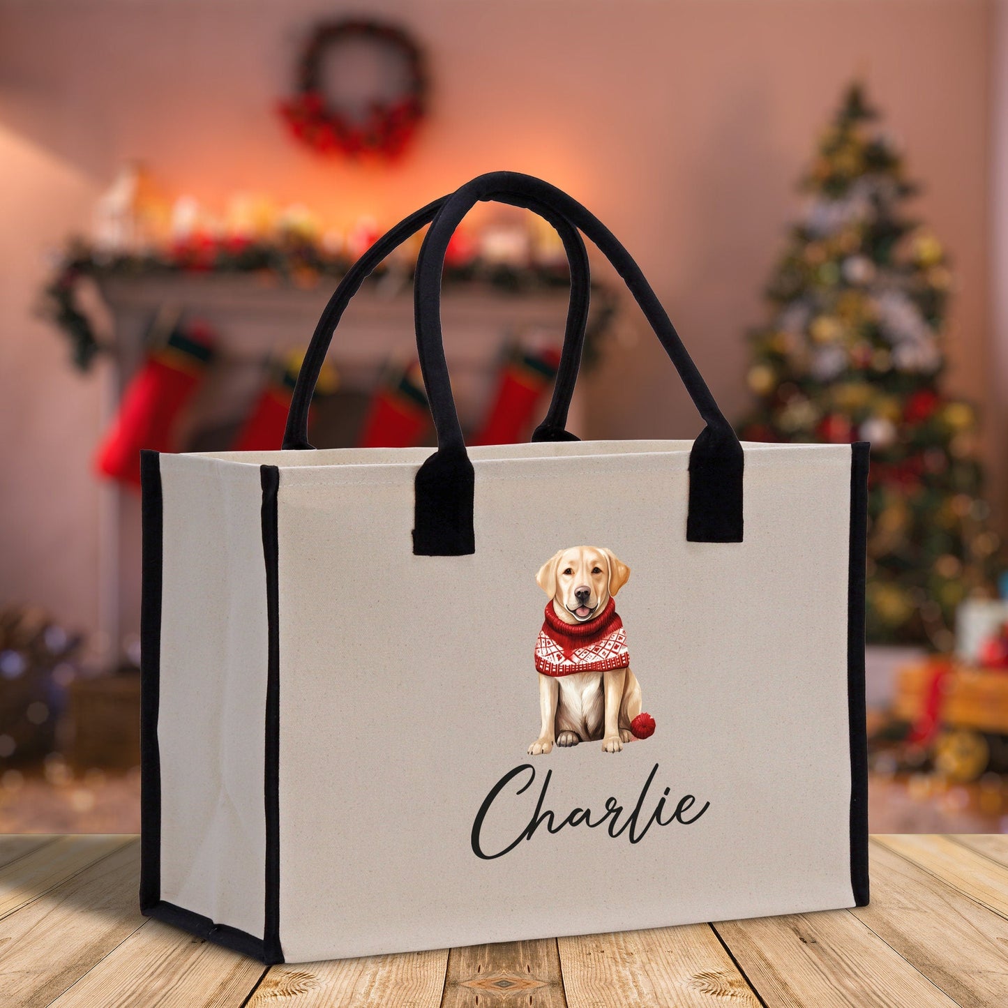 Golden Retriever Custom Dog Name Cotton Canvas Tote Bag Custom Pet Lover Gift Pet Portrait Bag Personalized Pet Owner Gift Tote Bag