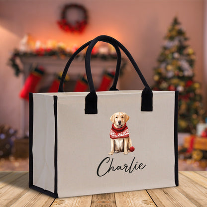 Golden Retriever Custom Dog Name Cotton Canvas Tote Bag Custom Pet Lover Gift Pet Portrait Bag Personalized Pet Owner Gift Tote Bag