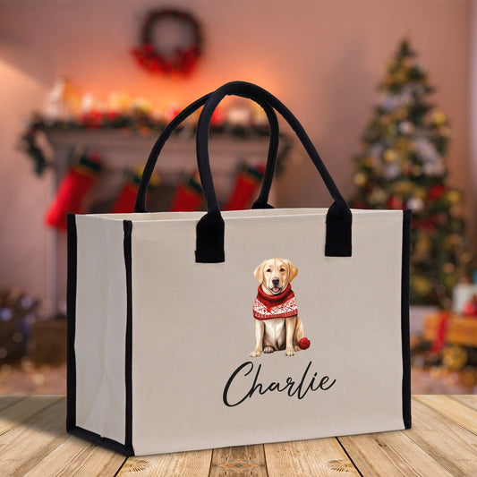Golden Retriever Custom Dog Name Cotton Canvas Tote Bag Custom Pet Lover Gift Pet Portrait Bag Personalized Pet Owner Gift Tote Bag