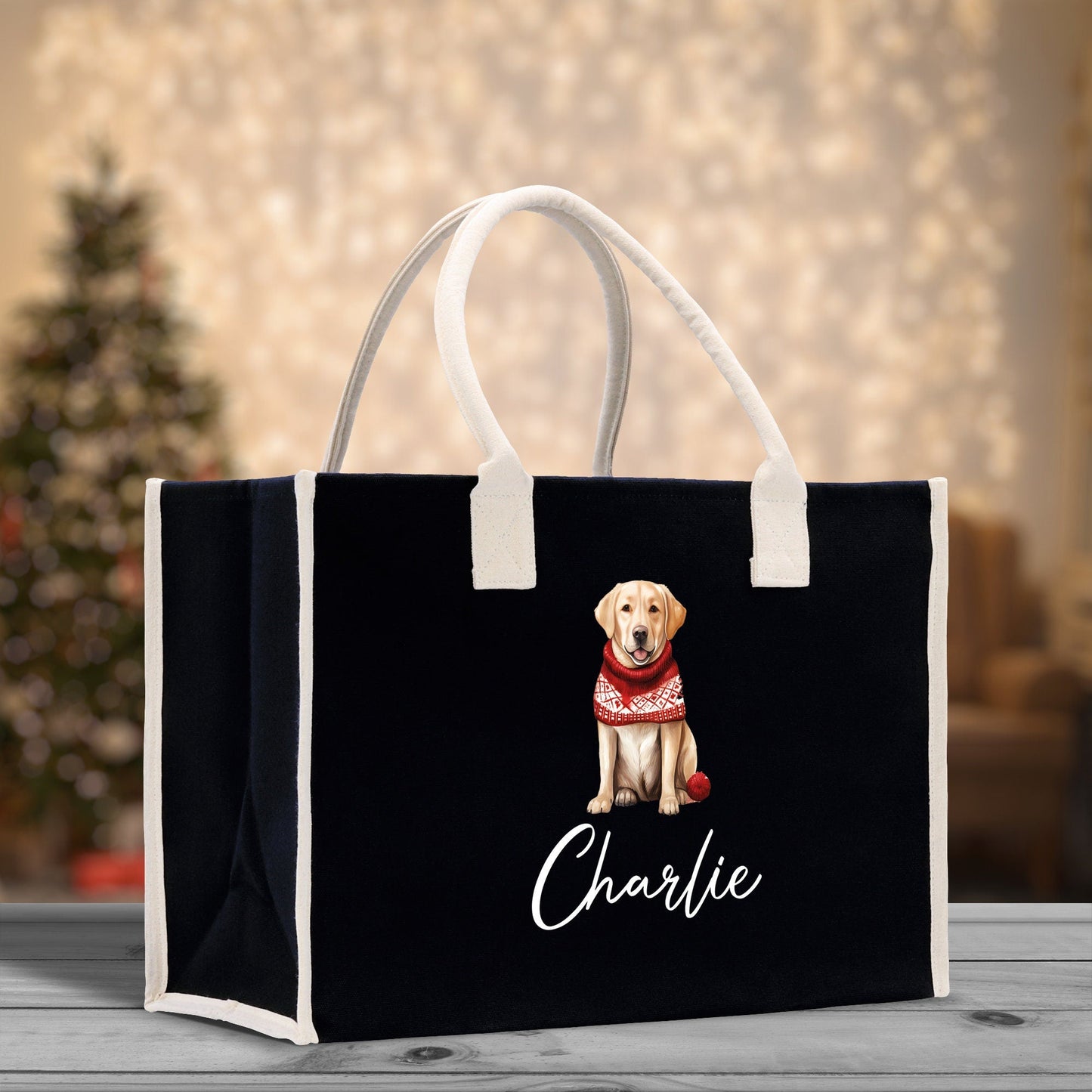 Golden Retriever Custom Dog Name Cotton Canvas Tote Bag Custom Pet Lover Gift Pet Portrait Bag Personalized Pet Owner Gift Tote Bag