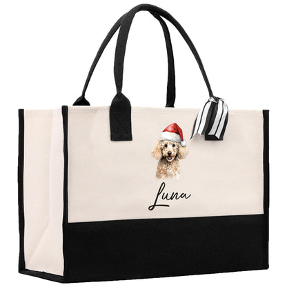 Poodle Custom Name Dog Cotton Canvas Tote Bag Custom Pet Lover Gift Pet Portrait Bag Personalized Pet Owner Gift Tote Bag
