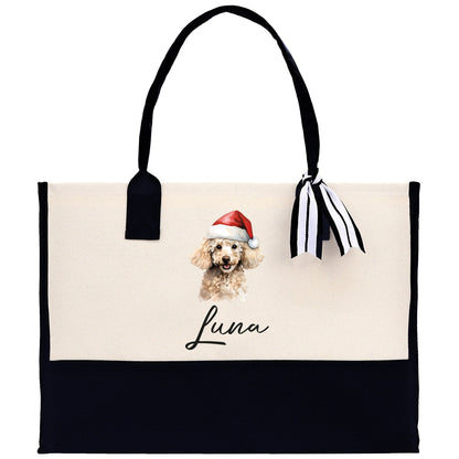 Poodle Custom Name Dog Cotton Canvas Tote Bag Custom Pet Lover Gift Pet Portrait Bag Personalized Pet Owner Gift Tote Bag